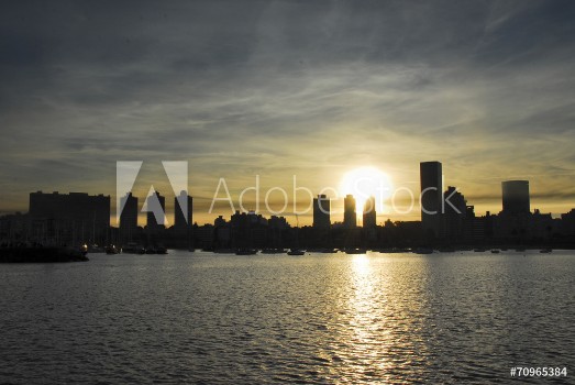 Picture of Montevideo skyline at sunset